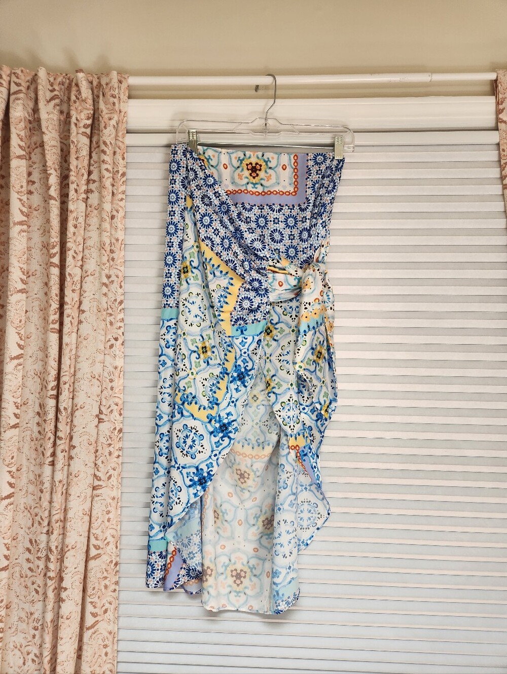 Zara Blue Patterned Wrap Skirt